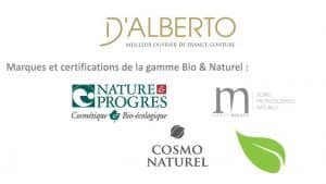 Produits naturel et bio salon de coiffure D'alberto