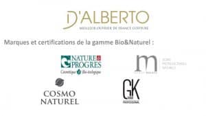 Produits naturel et bio salon de coiffure D'alberto